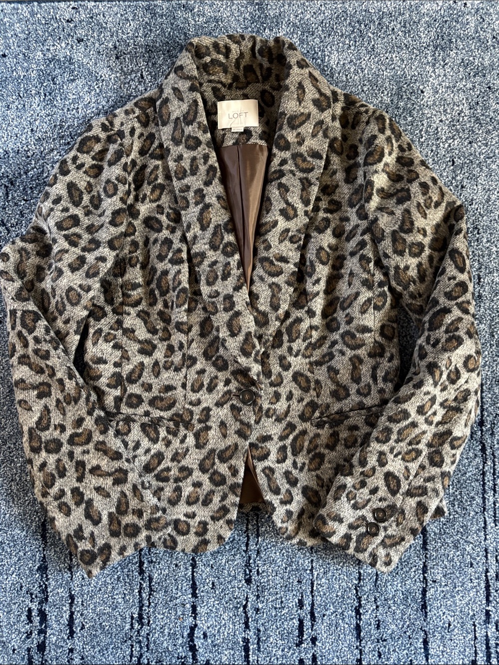 LOFT Leopard Print Tailored Blazer in Brown and Black